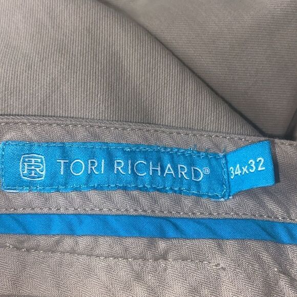 Tori Richard Mens Size 34x30 Tan Khaki Chino Stretch Straight Trouser Pants - Picture 4 of 6